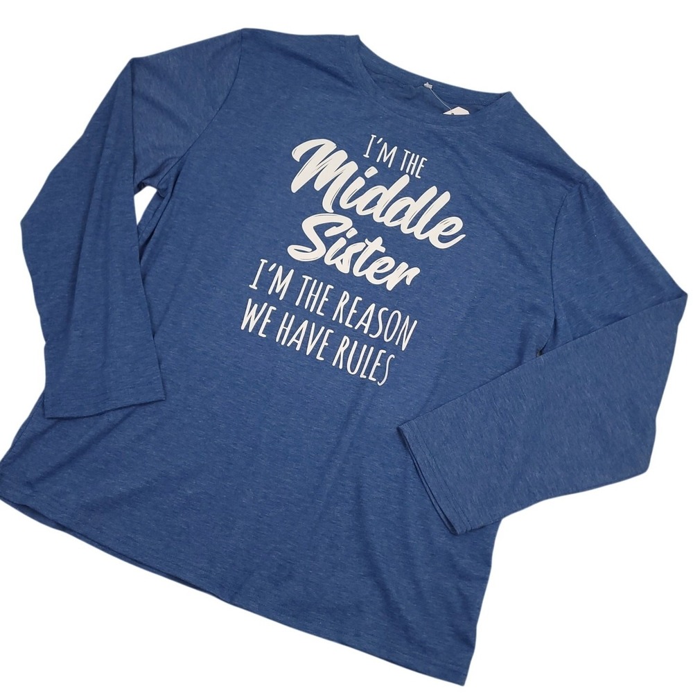 Lilicloth Middle Sister Reason We Have Rules Graphic Long Sleeve Shirt XL NWT